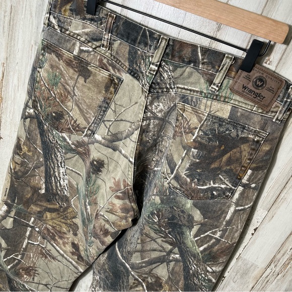 Wrangler Camo Vintage 90s Camo Denim Jeans Double Knee Hunting Mens 38 x 29 - Picture 1 of 7